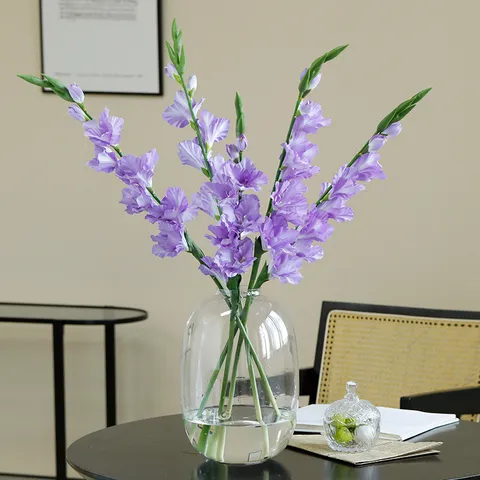 Fiori Artificiali di Gladiolo a 8 Teste Europei Fiore Finto di Seta Rama Lunga Per Casa Soggiorno Tavolo Decorazione Matrimonio