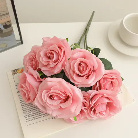 Mazzo di Fiori di Rose Artificiali Vintage Morandi Fiori di Seta per Decorazioni Casa Festa di Matrimonio
