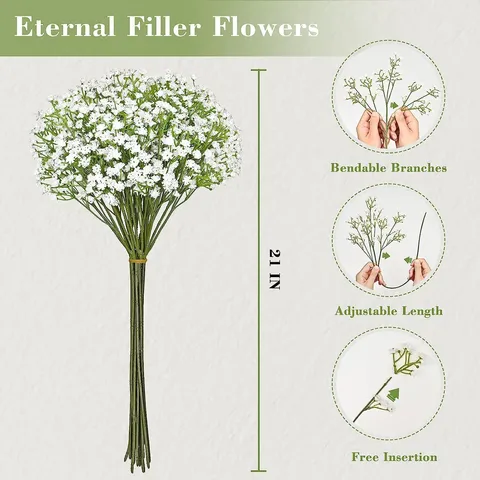 Fiori Finti in Plastica di Baby's Breath Artificiali Matrimonio Decorazione Casa Composizione Floreale Ornamenti di Piante di Simulazione