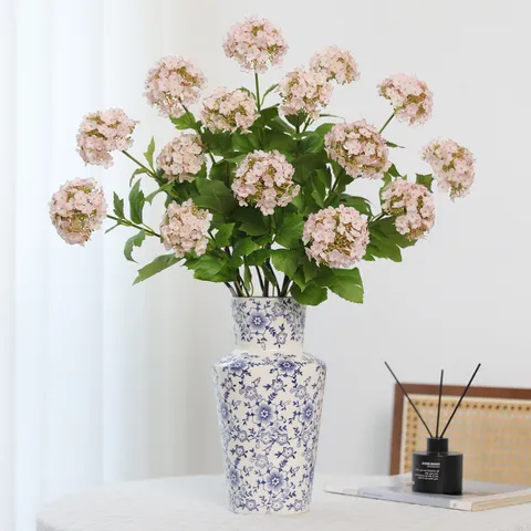 Fiori di Ortensia Artificiali 3 Teste Bouquet di Ortensia in Seta Palla di Neve Per Decorazione Casa Matrimonio Fotografia