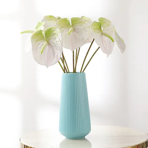 Fiore di Anthurium Artificiale Pianta di Simulazione Tessuto di Gomma Gambo Singolo Casa Hotel Stanza Composizione Floreale Decorativa