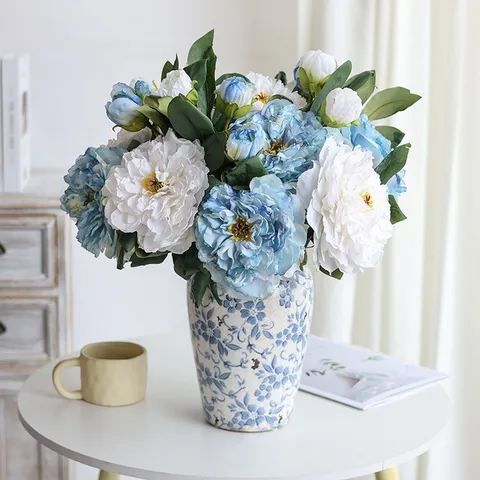 Fiore di Peonia Artificiale Ramo di Peonia Finto in Seta per Decorazioni per la Casa Feste di Matrimonio