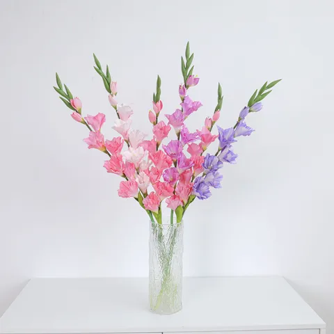 Ramo di Fiori di Gladiolo Artificiale Fiori Finti in Seta Per Arredamento Soggiorno Casa Composizione Floreale Matrimonio