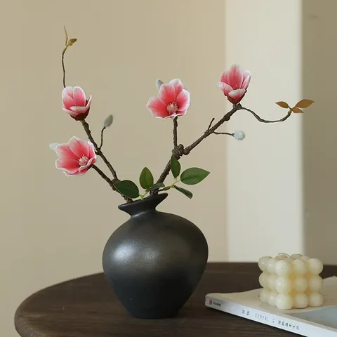 Ramo di Fiori di Magnolia Artificiale Pianta Verde in Seta Finto Fiore Per Matrimonio Casa Esterno Fotografia Decorazione
