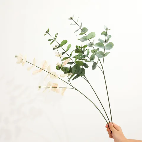 Foglie di Eucalipto Artificiali Finto Fiore Ramo Singolo Verde di Seta per Matrimonio Casa Composizione Floreale