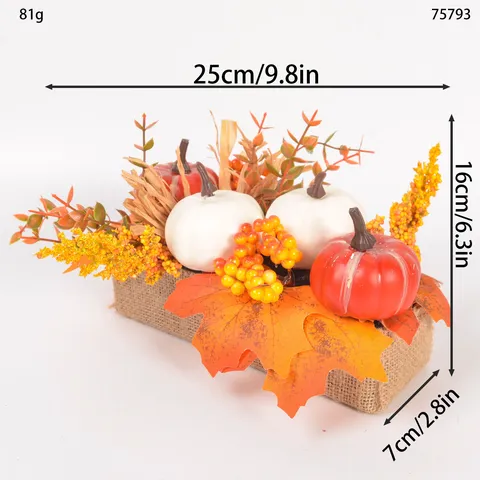 Autumn Artificial Pumpkin Maple Leaf Table Centerpiece Decoration Thanksgiving Halloween Burlap Base Home Decor
