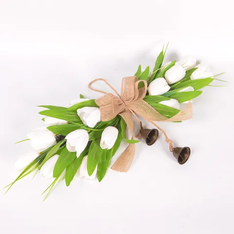 Artificial Tulip Wreath Door Hanging Decoration Silk Flower Farmhouse Wall Decor For Wedding Photography Props