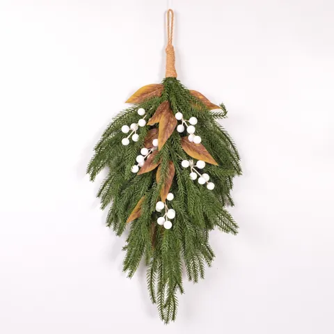Norfolk Pine Needle Berry Hanging Tree Christmas Wall Decor Nordic Style Holiday Home Door Hanging Wall Ornament
