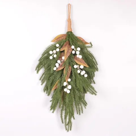 Norfolk Pine Needle Berry Hanging Tree Christmas Wall Decor Nordic Style Holiday Home Door Hanging Wall Ornament