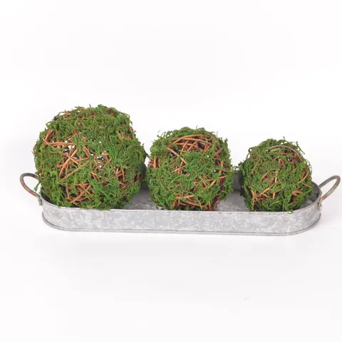 Natural Handmade Moss Rattan Ball Pastoral Style Green Yellow Decorative Balls For Home Garden Floral Arrangement