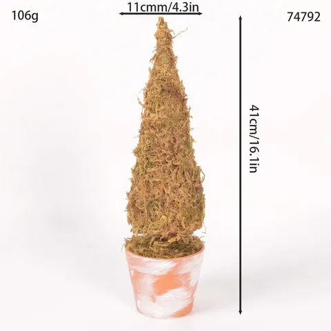 Christmas Moss Tree Miniature Retro Desktop Ornament Artificial Greenery Plant Festive Party Home Decor