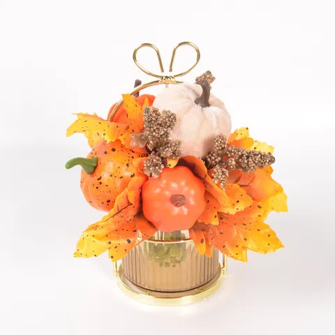Fall Thanksgiving Maple Leaf Pumpkin Table Centerpiece Autumn Harvest Home Kitchen Dining Room Festive Desktop Decor