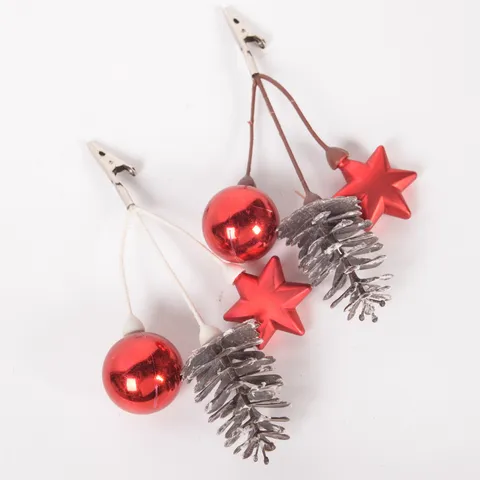 Christmas Tree Decoration Clips Pine Cones Berry Holly Leaves DIY Floral Gift Box Ornaments Artificial Branch Crafts