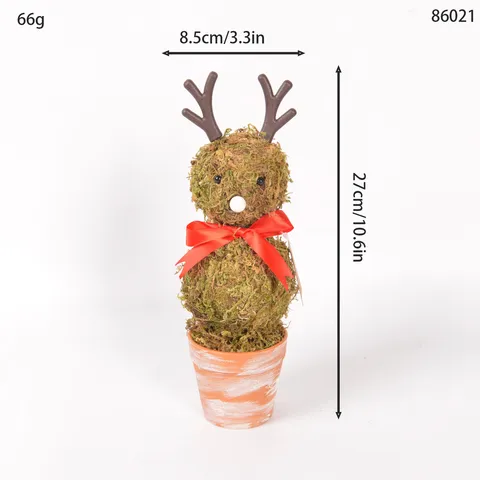 Christmas Moss Snowman Elk Potted Ornament Distressed Retro Flowerpot Christmas Desktop Holiday Table Decoration Craft