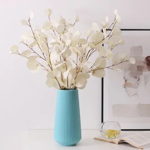 Ramo di Foglie di Eucalipto Artificiale Foglie di Melo di Seta Stile Autunnale Pianta Finta per Decorazione Floreale Matrimonio Casa