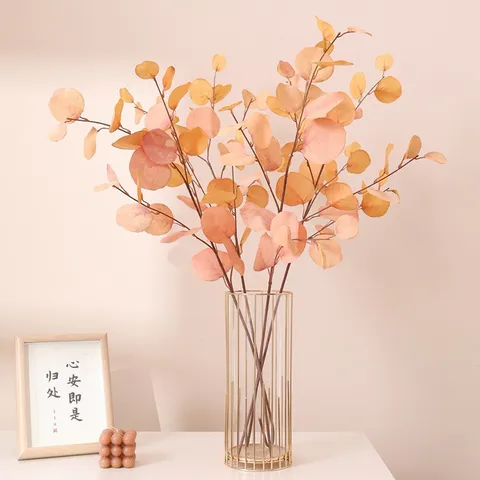 Ramo di Foglie di Eucalipto Artificiale Foglie di Melo di Seta Stile Autunnale Pianta Finta per Decorazione Floreale Matrimonio Casa