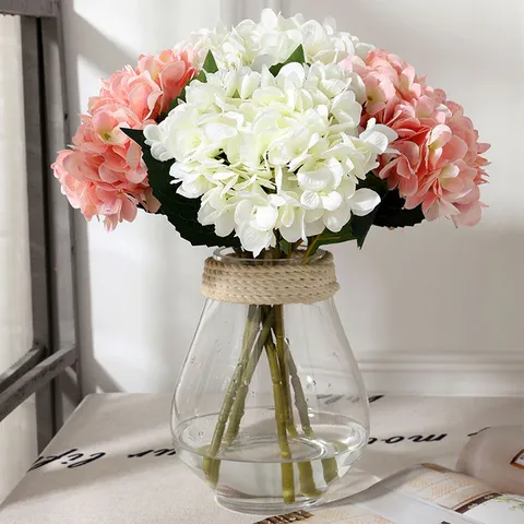 Stelo di Fiore di Ortensia in Seta Artificiale per Decorazione Festa di Matrimonio a Casa