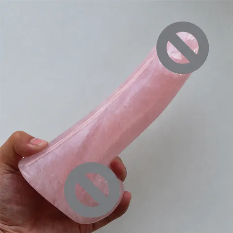 Natural Rose Quartz Crystal Massage Wand Healing Stone Yoni Wand Polished Crystal Phallus Adult Wellness Product