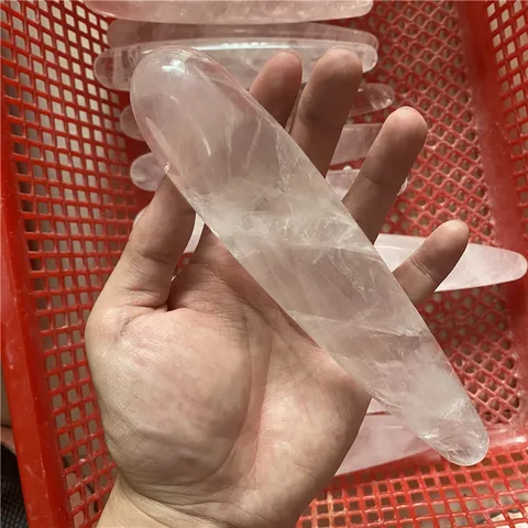 Natural Crystal Massage Wand Polished Smooth Stone Healing Wand For Body Relaxation And Daily Wellness