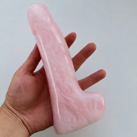 Natural Rose Quartz Crystal Massage Wand Healing Stone Yoni Wand Polished Crystal Phallus Adult Wellness Product