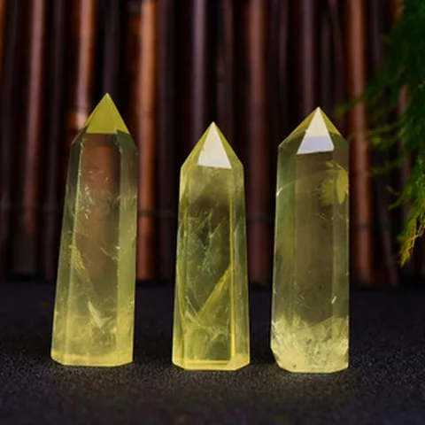 Point de Pilier en Cristal de Quartz Citrine Naturel Minéral Brut Prisme Hexagonal Baguette
