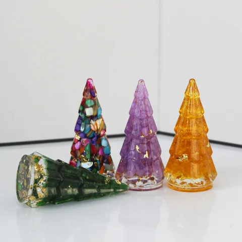 Adorno de Árbol de Navidad de Piedra Triturada de Cristal Hecho a Mano Artesanía de Resina Sintética Decoración de Escritorio
