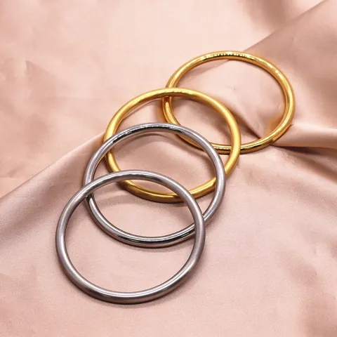 Pulsera de Anillo Simple de Acero Inoxidable Minimalista Galvanizado Brazalete Geométrico Joyería de Moda Para Mujeres