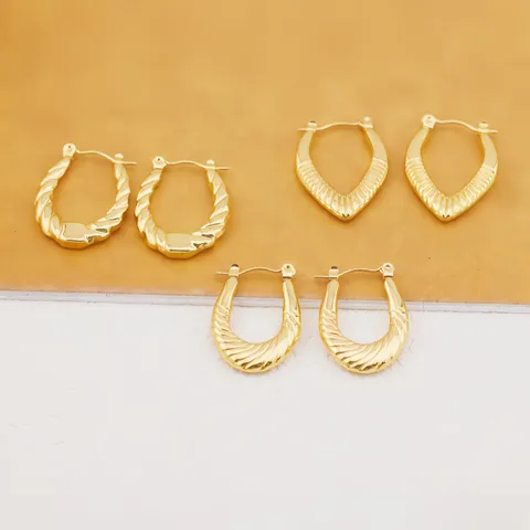 Pendientes de Acero Inoxidable Chapados en Oro Pendientes de Aro Geométricos en Forma de U Estrella Retorcida Joyería de Moda para Mujeres