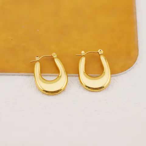 Pendientes de Acero Inoxidable Chapados en Oro Pendientes de Aro Geométricos en Forma de U Estrella Retorcida Joyería de Moda para Mujeres