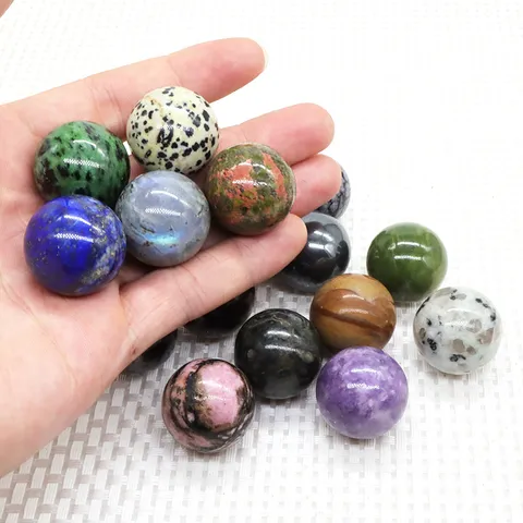 Natural Crystal Stone Ball Healing Energy Sphere Polished Gemstone Mineral Specimen DIY Jewelry Making Home Office Table Decor