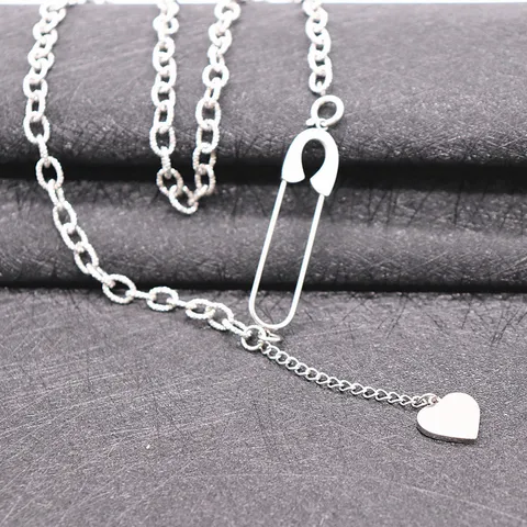 Moda Acero Inoxidable Corazón Imperdible Colgante Collar Estilo Europeo Americano Geométrico Clavícula Joyería Regalo