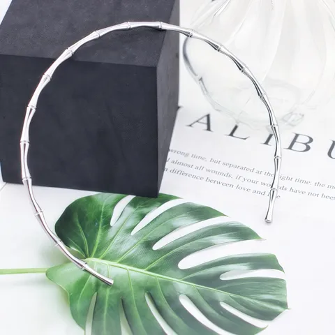 Collar Gargantilla Abierto de Cadena de Bambú de Acero Inoxidable Gargantilla Geométrica Minimalista Regalo de Joyería de Moda