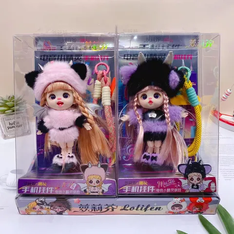 Cute Vinyl Doll Keychain Electronic Elf Multi-Joint Movable Pendant Fashion Bag Charm Key Ring Toy Gift For Women