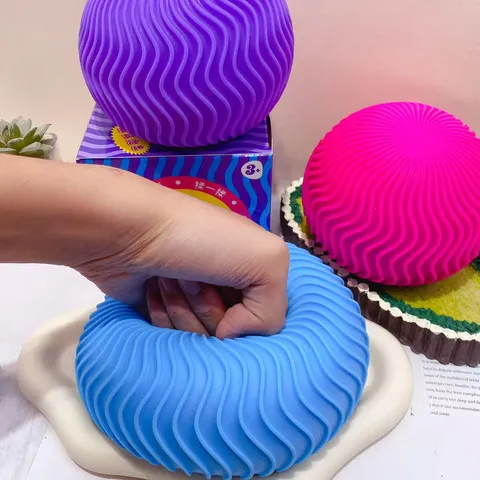 Jumbo Squishy Ball Decompression Toy Corrugated Soft Color-Changing Stress Relief Fidget Toy For Kids And Adults