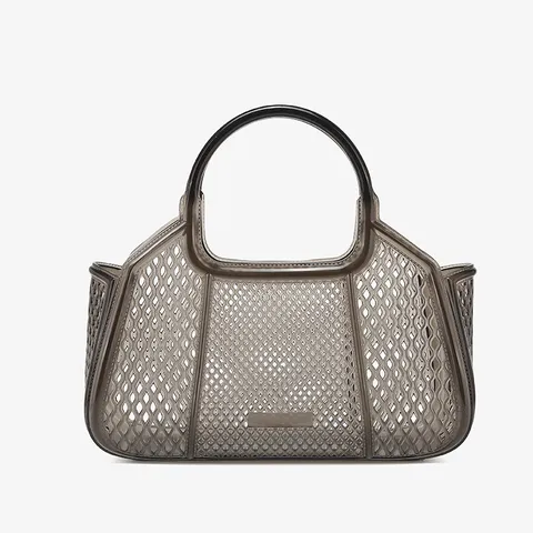 Borsa a Mano in PVC Trasparente Estiva Traforata Trapuntata Tote Bag Moda Casual Jelly Bag Borsa con Manico Superiore per Donna