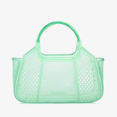 Borsa a Mano in PVC Trasparente Estiva Traforata Trapuntata Tote Bag Moda Casual Jelly Bag Borsa con Manico Superiore per Donna