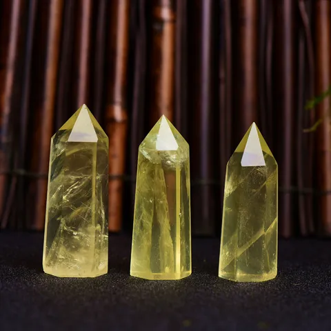 Point de Pilier en Cristal de Quartz Citrine Naturel Minéral Brut Prisme Hexagonal Baguette
