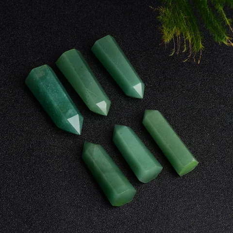 Pointe De Colonne De Cristal D'Aventurine Naturelle Pierre De Guérison Minéral Vert Baguette Hexagonale Décoration De Maison Pour Méditation