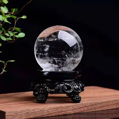 Boule de Cristal Blanc Naturel Sphère Minérale Guérison Pierre de Quartz Décoration de Bureau à Domicile Ornements