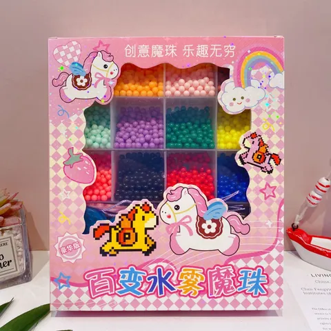DIY Water Mist Magic Beads Set Creative Educational Toy Colorful Sticky Beads Craft Kit for Kids Children Puzzle Making
