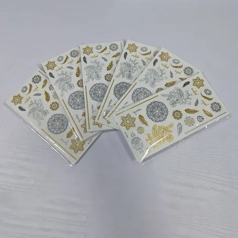 Pegatinas de Tatuajes Temporales metálicas Impermeables Oro Plata Flash Joyería Falsa Tatuajes de Arte Corporal para Fiesta
