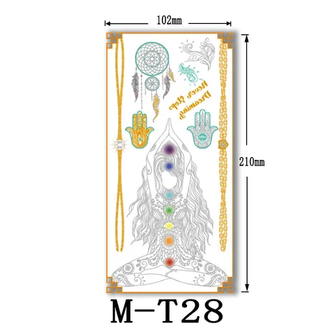 Pegatinas de Tatuajes Temporales metálicas Impermeables Oro Plata Flash Joyería Falsa Tatuajes de Arte Corporal para Fiesta