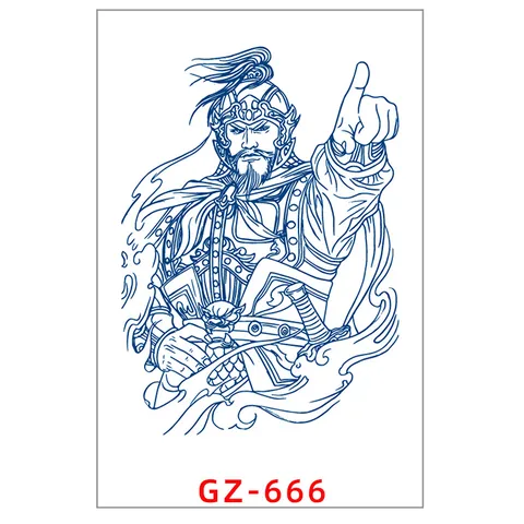 Pegatina de Tatuaje Temporal de Jugo de Hierbas Impermeable Calcomanía de Arte Corporal de Línea Geométrica de Tótem Azul para Hombres y Mujeres