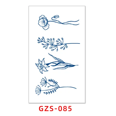 Adhesivo de Tatuaje de Jugo de Hierbas Semipermanente Impermeable Duradero Botánico Floral Geométrico Body Art