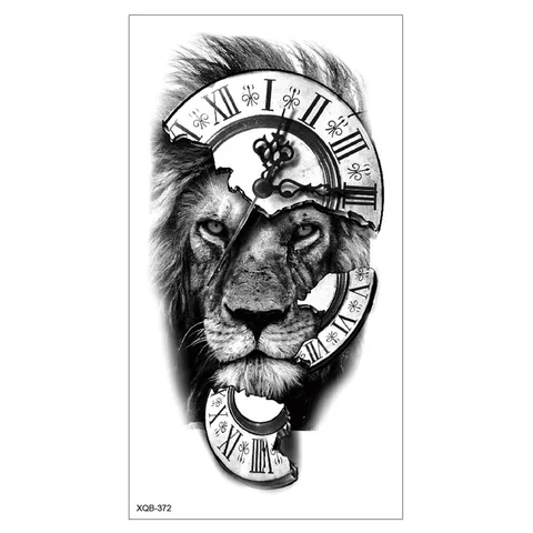 Pegatina de Tatuaje Temporal Impermeable Animal Geométrico Lobo León Flor