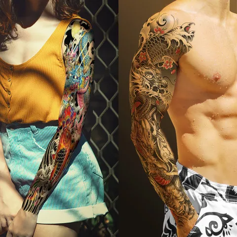 Pegatina de Tatuaje Temporal de Dragón Grande Impermeable Pecho Brazo Falso Arte Corporal Pegatina de Tatuaje Para Hombres Y Mujeres