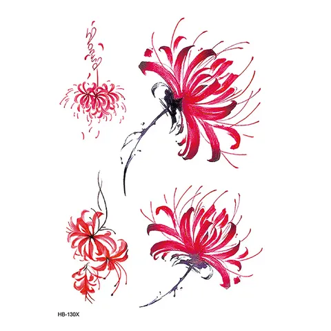 Pegatina de Tatuaje Temporal Impermeable Estilo Antiguo Lirio de Araña Tigre Lobo Negro Blanco Arte Corporal Flash Tatuaje Para Mujeres