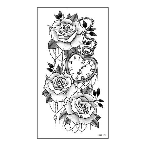 Adesivo per Tatuaggio Temporaneo Impermeabile Acchiappasogni Scuro Testa di Lupo Rosa Nera Arte Corporea Decalcomania di Trasferimento Per Festa