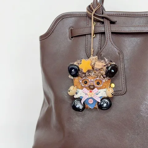 Handmade Cute Pod Bear Doll Bag Pendant Car Hanging Creative Decoration Plush Toy Gift