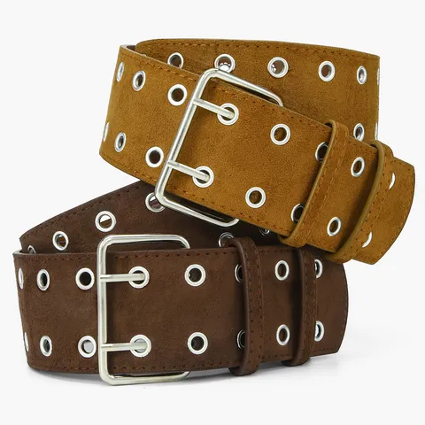 Cintura da Donna Vintage Punk con Occhielli in Pelle PU Fascia Larga Fibbia a Doppio Ardiglione Stampa Leopardata Cintura Decorativa